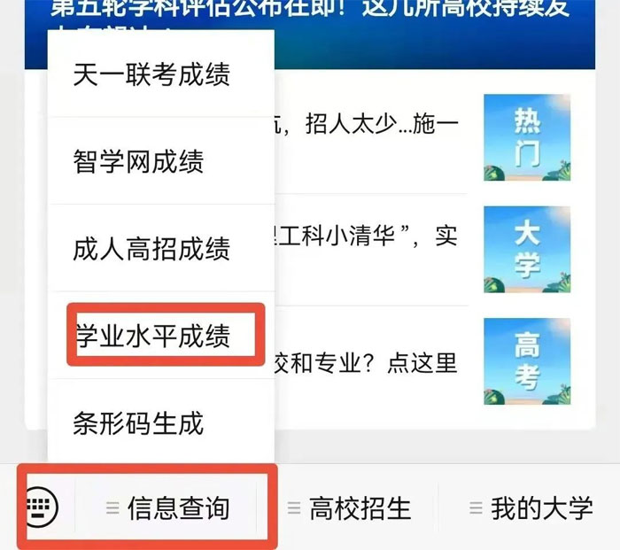 南阳2020级高中学业水平成绩（含信息技术）成绩查询通道