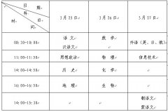 2017年辽宁高中学业水平考试时间：3月25日-27日