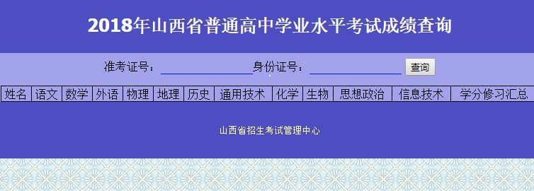 2018年山西省普通高中学业水平考试成绩查询